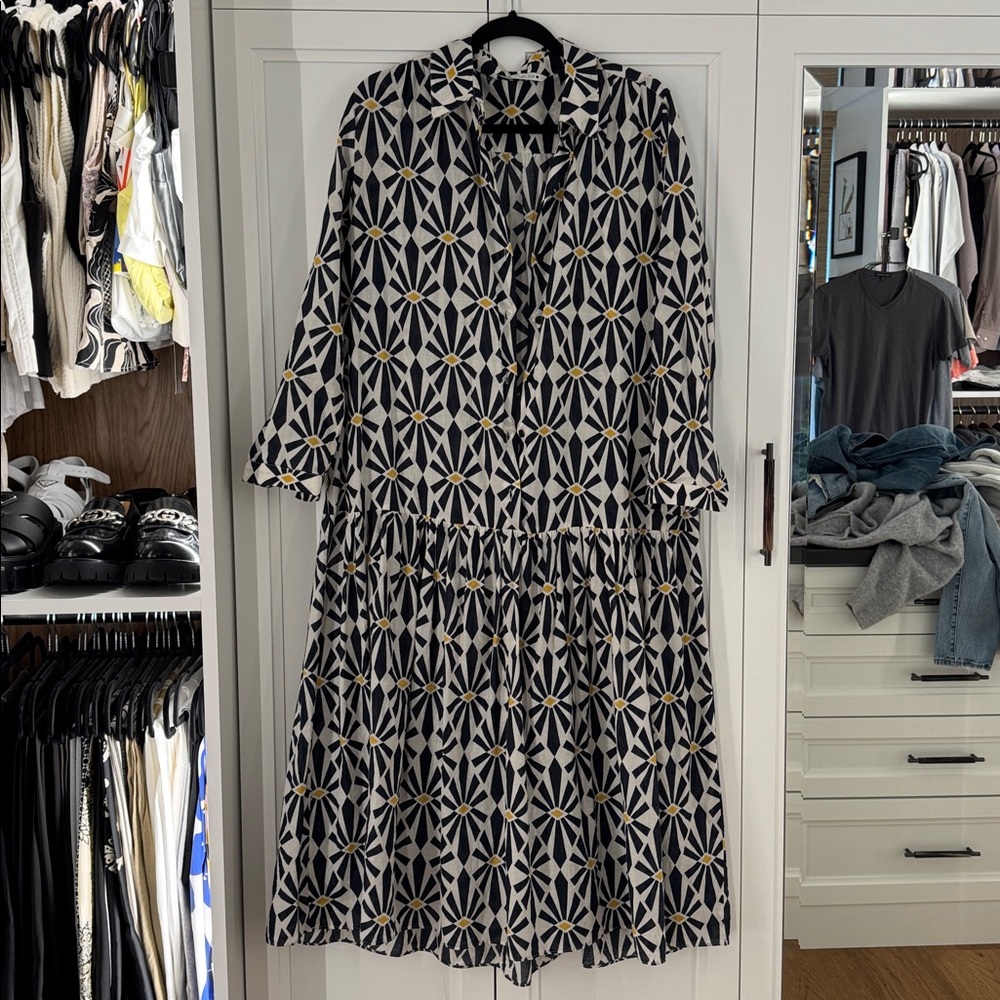 Zara Black and White Geometric Maxi Dress L - Picture 4 of 6